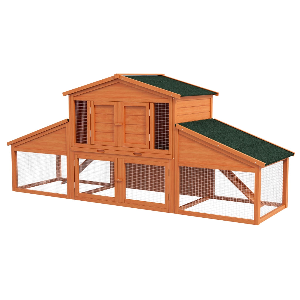 Gabbia per conigli a due piani ¨C Minimal ¨C Legno massello pino 225x70x100 cm