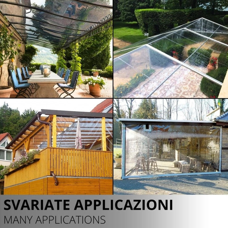 Telo PVC Trasparente 2,7x1m, 0,50mm Spessore, 650g/m² - Telo Cristal con Occhielli Ogni 50cm - Anti-UV, Impermeabile - Qualità Made in Italy