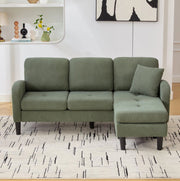 Divano angolare a L 3 posti con chaise longue 166x118x77 cm, tessuto in corda, gambe in plastica, design modulare