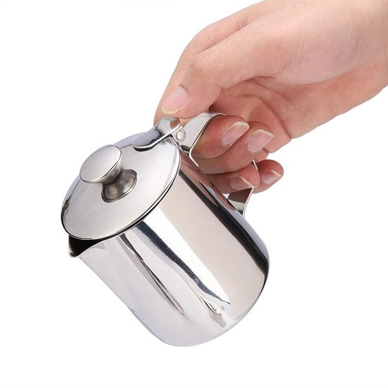Caffè da 350 ml in acciaio inossidabile - Latte a schiuma con coperchio - Maniglia ergonomico - Bocchetta senza gocce - Sicuro e duraturo - Latte da caffè
