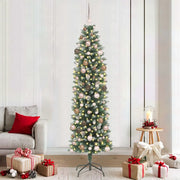 Albero di Natale Artificiale Sottile Verde e Bianco 210 cm 3395303