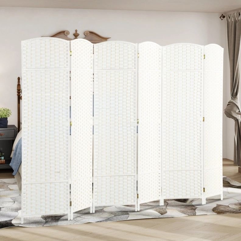 Paravento pieghevole bianco in legno e PP 240 x 170 cm