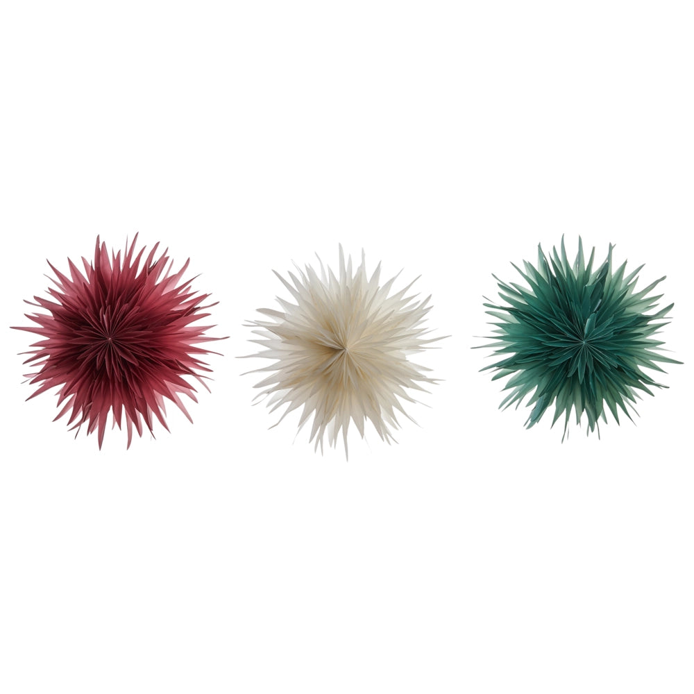 Set di 3 stelle sospese multicolori in carta 3D con luci LED