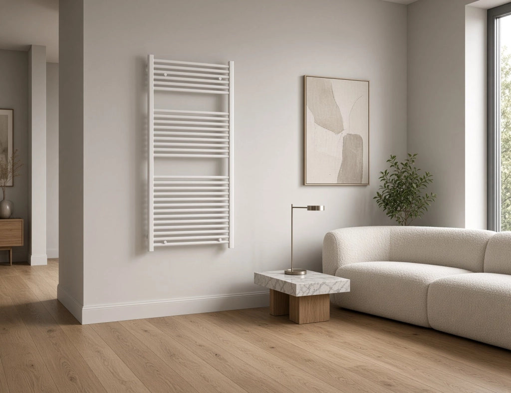 Scaldasalviette termoarredo 120x55 cm (int.50) bianco da bagno tubi dritti MICHALI
