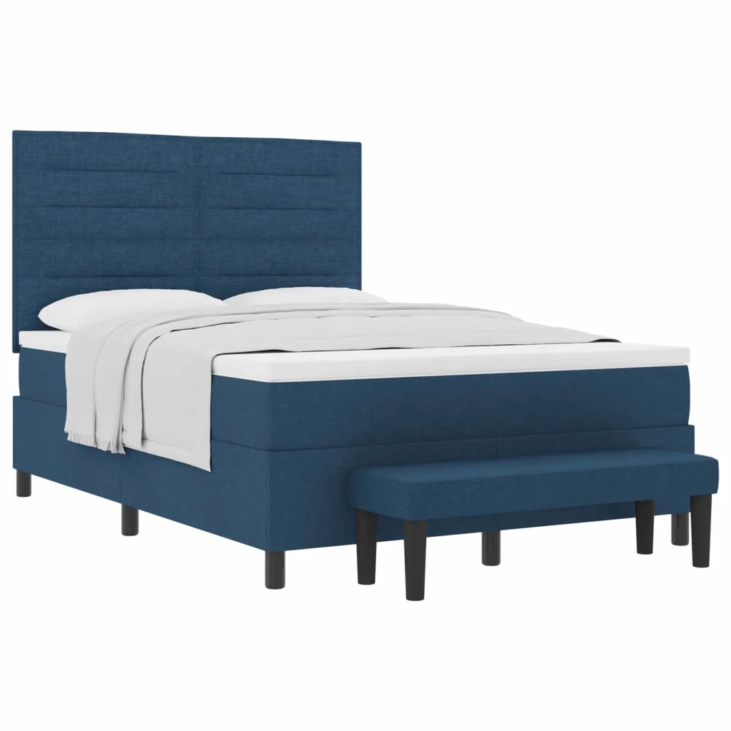 Letto a molle con materasso Blu 140 x 200 cm Tessuto