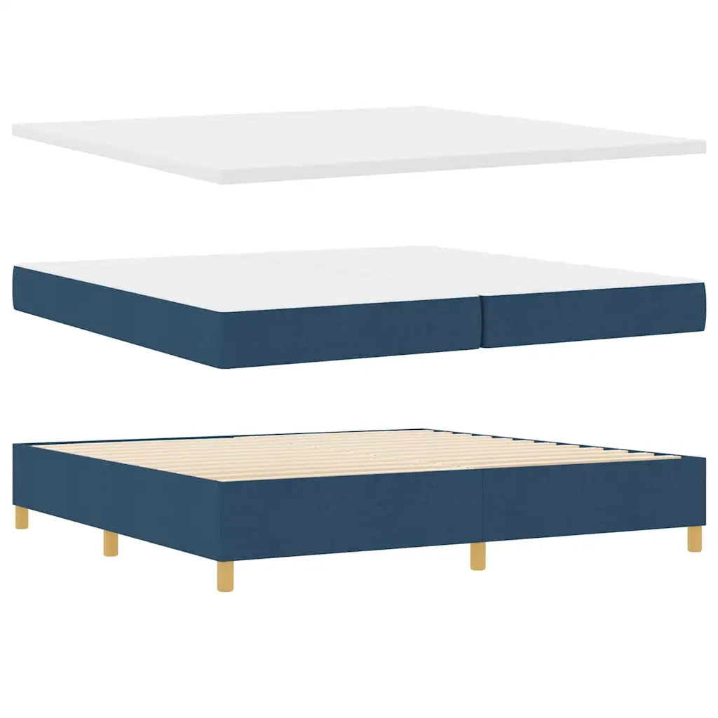Letto a Sorgente LED con materasso Blu 200 x 200 cm Tessuto