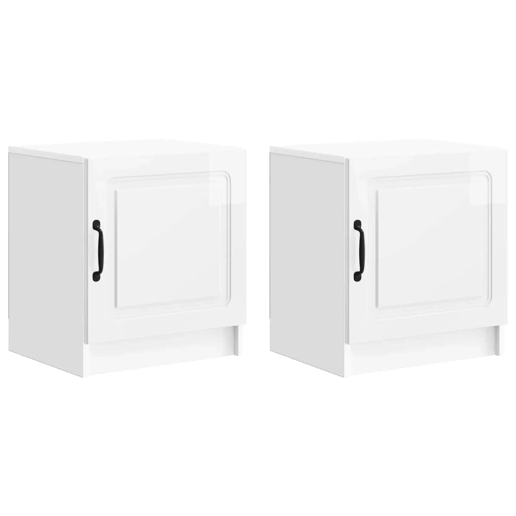 Set di 2 Comodini | Armadio da Notte | Mobiletto da notte Bianco Lucido 43 x 34,5 x 47 cm