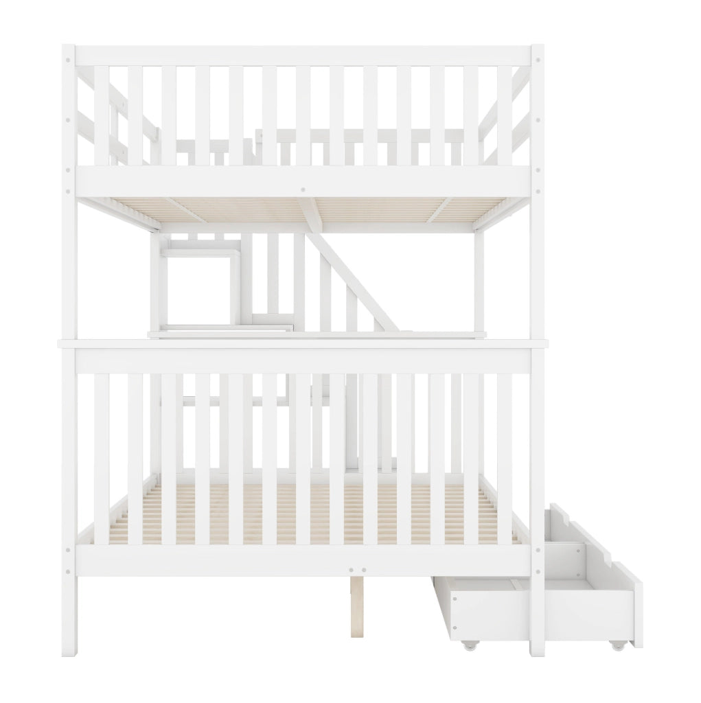 Letto a castello 140x200 cm con scala contenitore e 2 cassetti