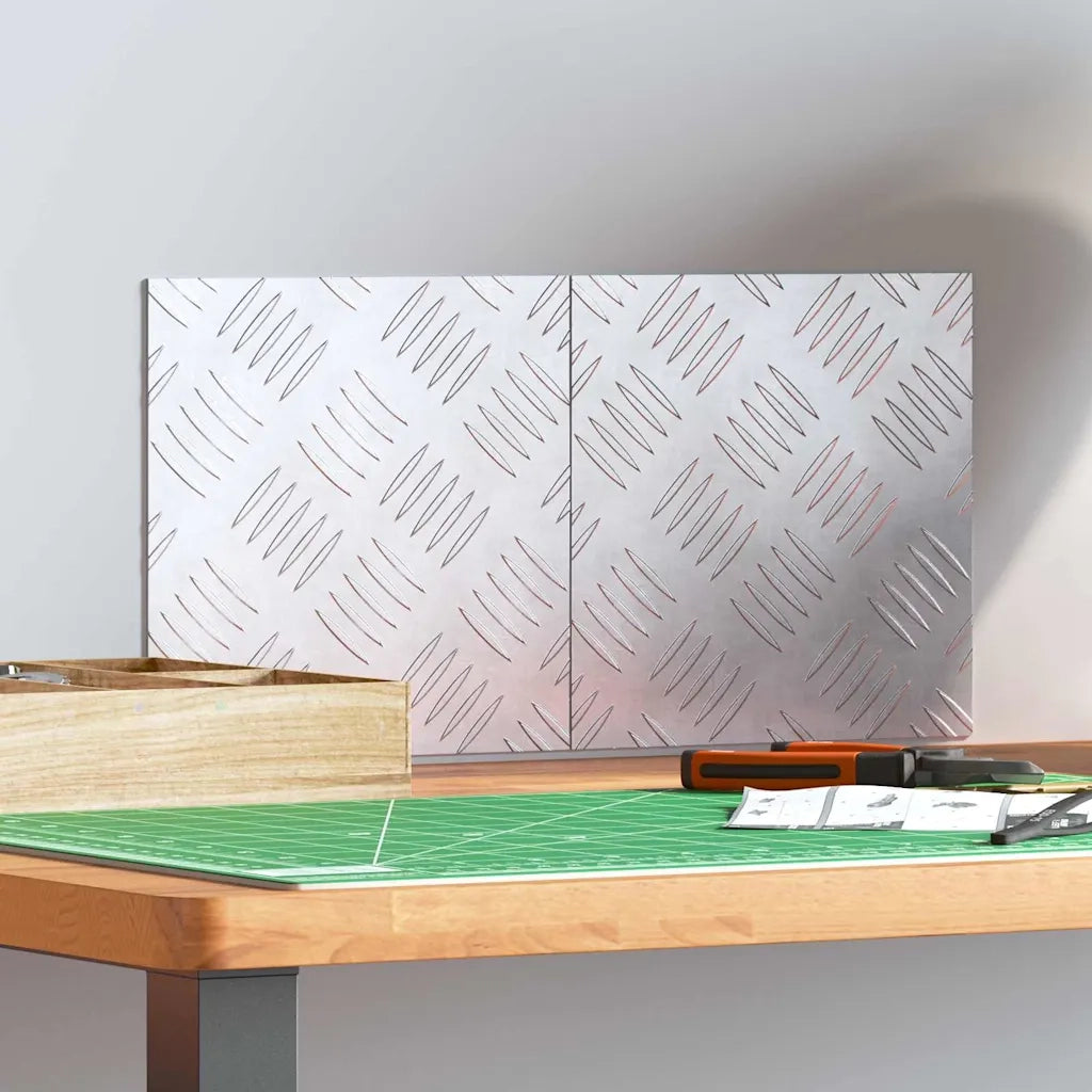 Gradini per Scale Quadrato 2 pz | Tappetini per scale autoadesivi Argento 20 x 20 cm Alluminio