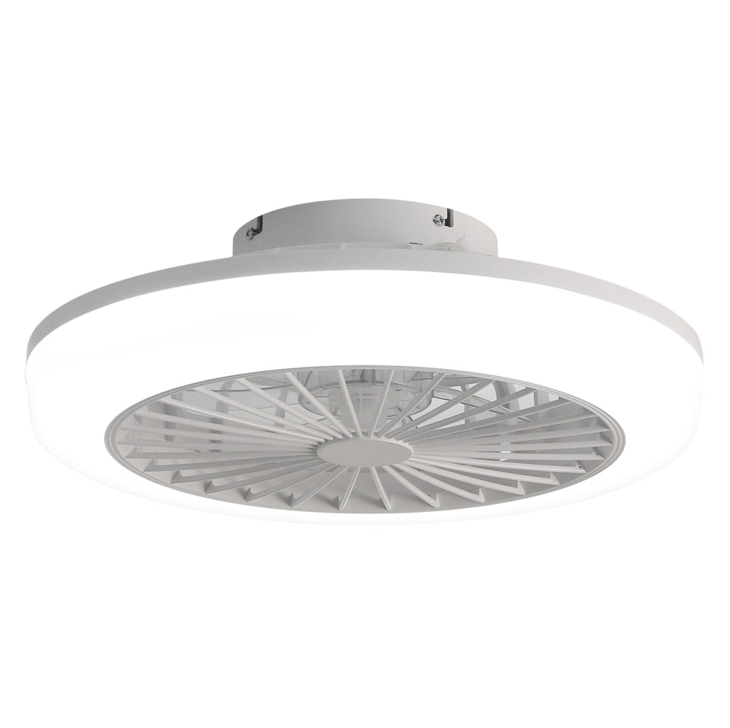 Ventilatore a soffitto 46 cm con illuminazione LED dimmerabile e telecomando, design moderno senza pale, adatto per camere, cucine e sale da pranzo
