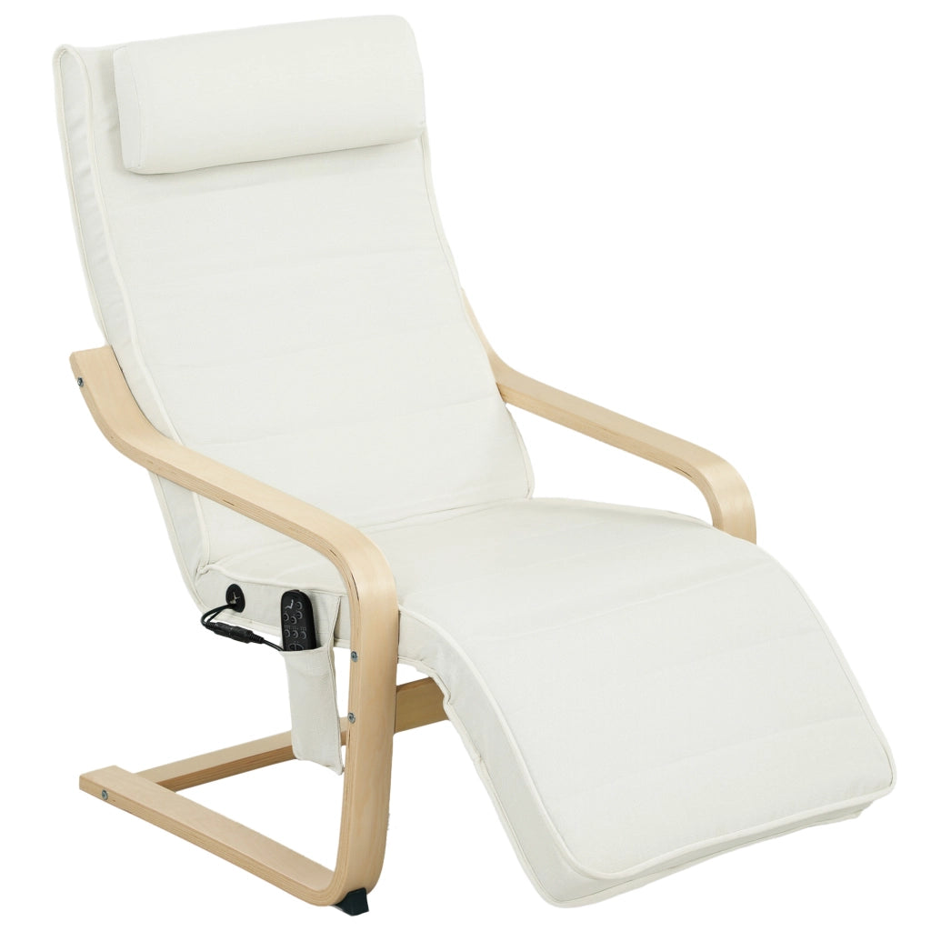 Poltrona Relax Massaggiante Riscaldante ¨C Xylo ¨C Tessuto Crema con Poggiapiedi Regolabile 67x95x101 cm