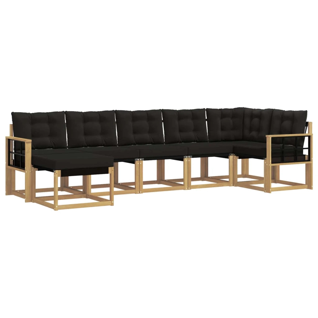 Set di divani da esterno con cuscino 7 pcs Bianco e Nero 3389698