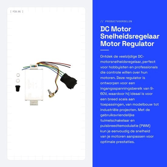 Regolatore di velocità 9-60V - Regolatore PWM del motore - Interruttore di inversione - 20A - Regolazione della corrente - Supporto avanti/indietro - Controller del motore