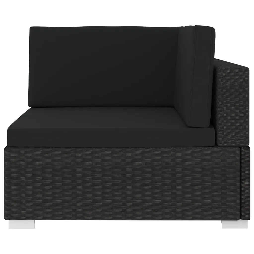 Poltrona | Sedia Relax Modulare ad Angolo 1 pz con Cuscini in Polyrattan Nero