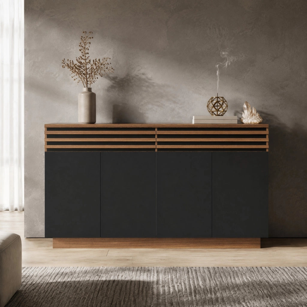 Madia moderna in MDF marrone e nero 150 x 40 x 85 cm