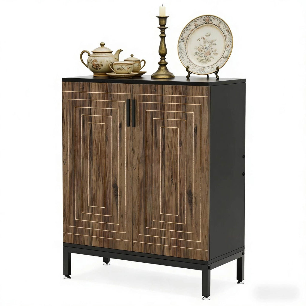 Mobile scarpiera 2 ante in MDF e metallo 80x38x95 cm
