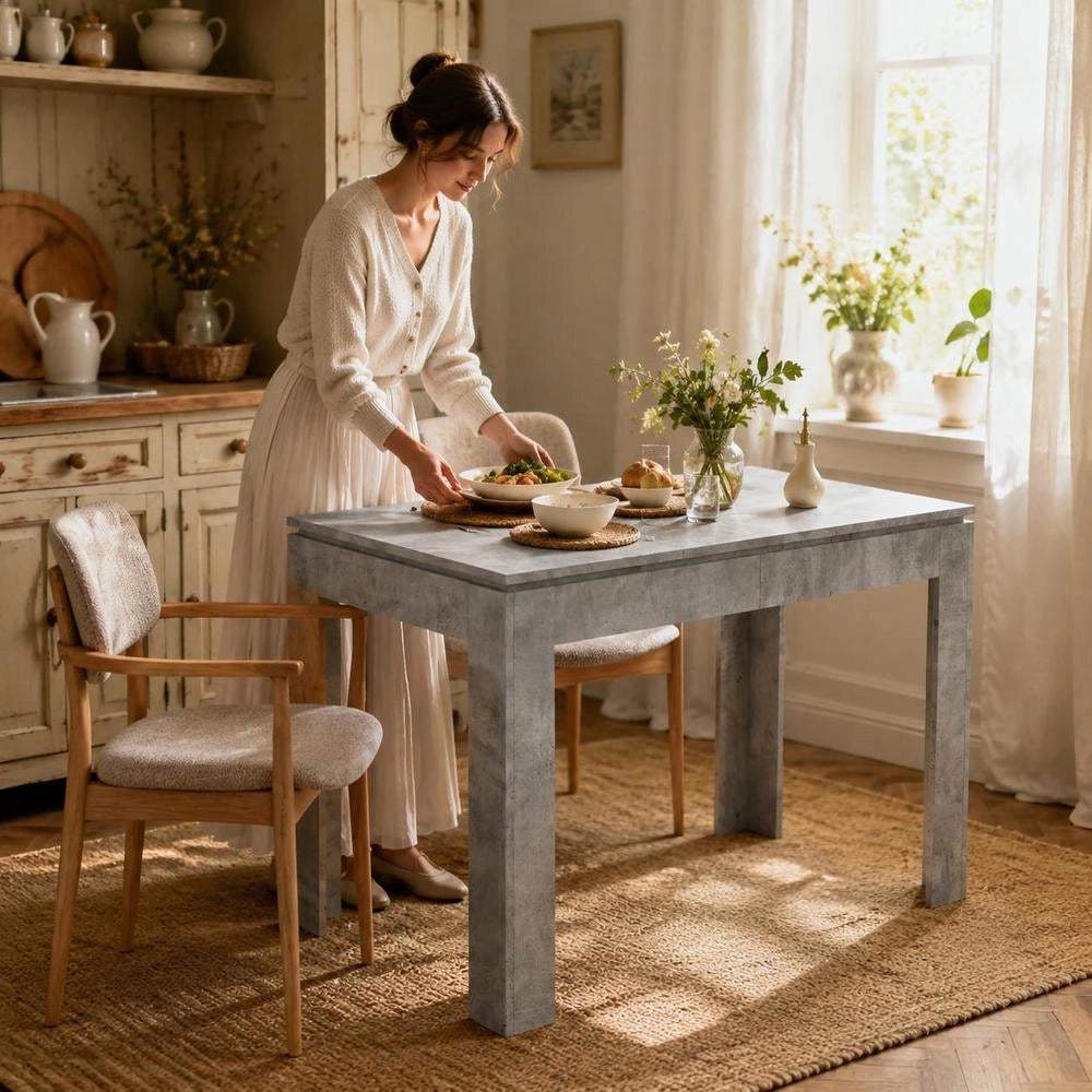 Dining Table, Concrete Grey, 120x60x76 Cm, Wood-based Material