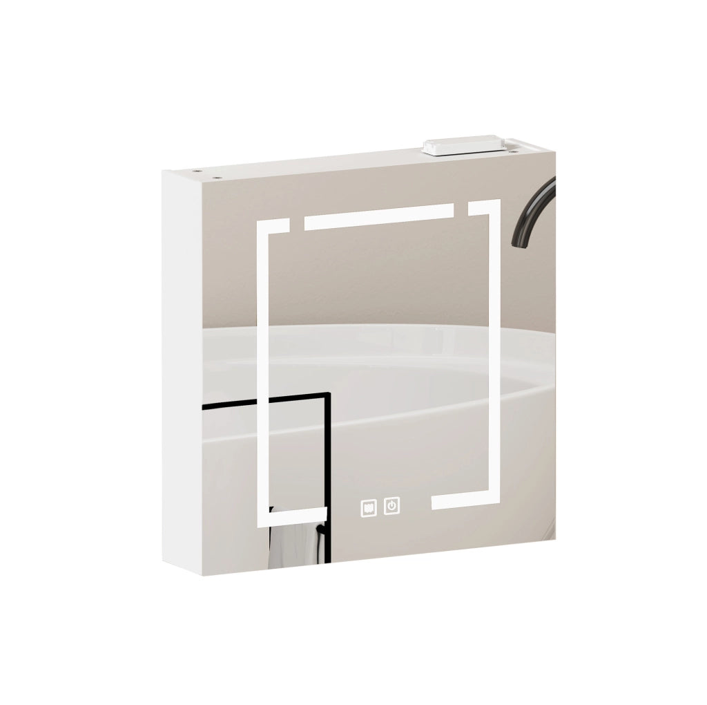 Armadio Specchio LED da 60 cm con Illuminazione Integrata e Ripiani, per Bagno, Soggiorno e Camera