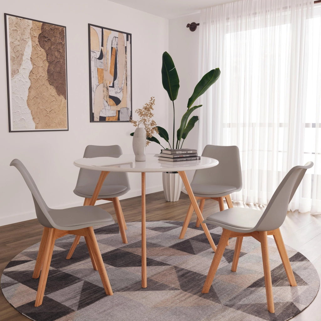 Junin - Set di 4 sedie con gambe in legno di faggio grigio