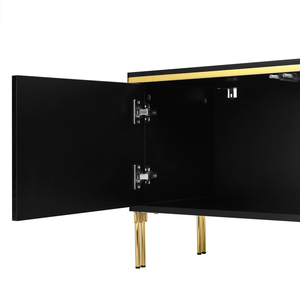 Mobile TV 170 cm nero lucido con 4 ante e passacavi HOMVRA