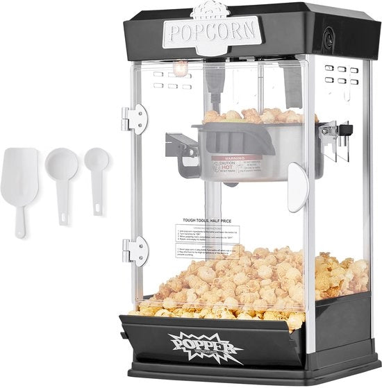 Macchina per Popcorn, 480 W, 113 G, Macchina per Popcorn, 5,7 L per carica, Macchina per Popcorn da Tavolo con 3 Spedizioni, Stile Cinema, Nero