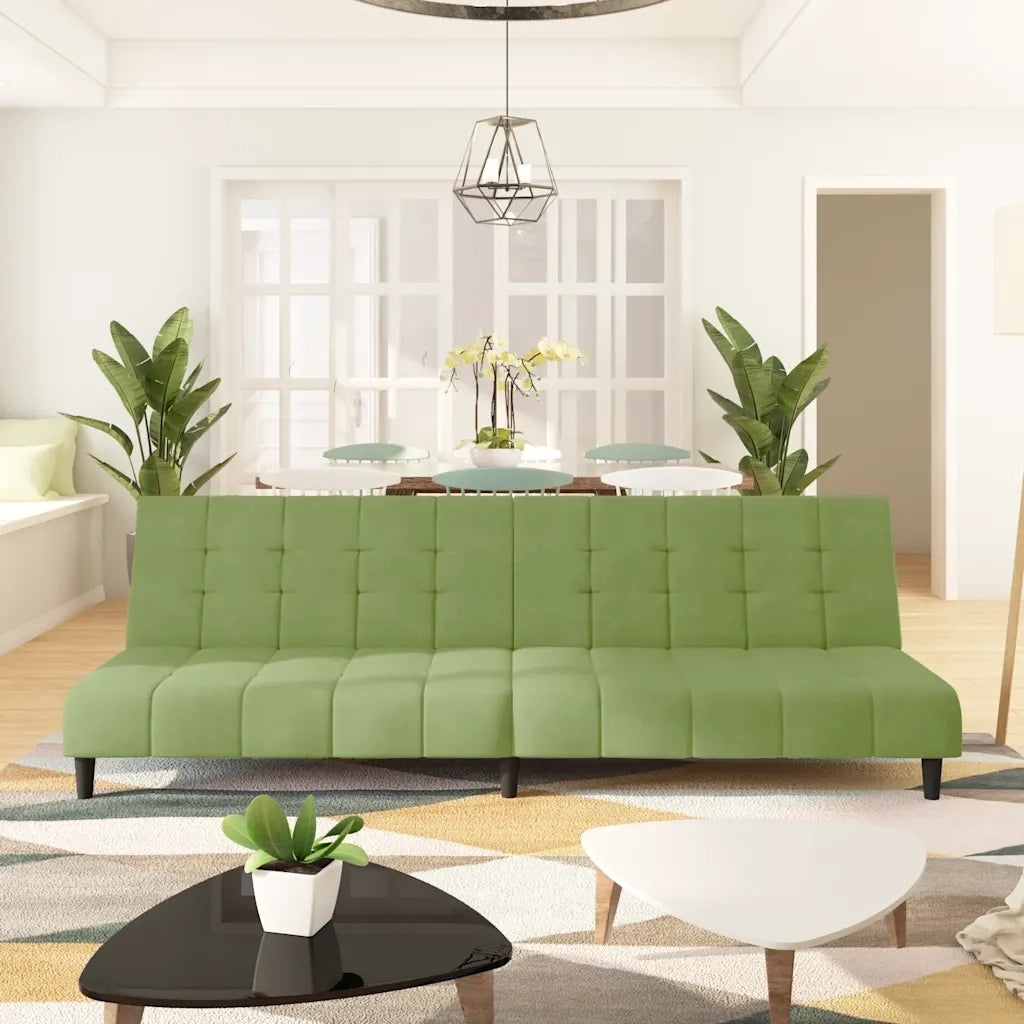 Divano letto | Sof¨¤ letto | Letto singolo a 2 Posti Verde Chiaro in Velluto