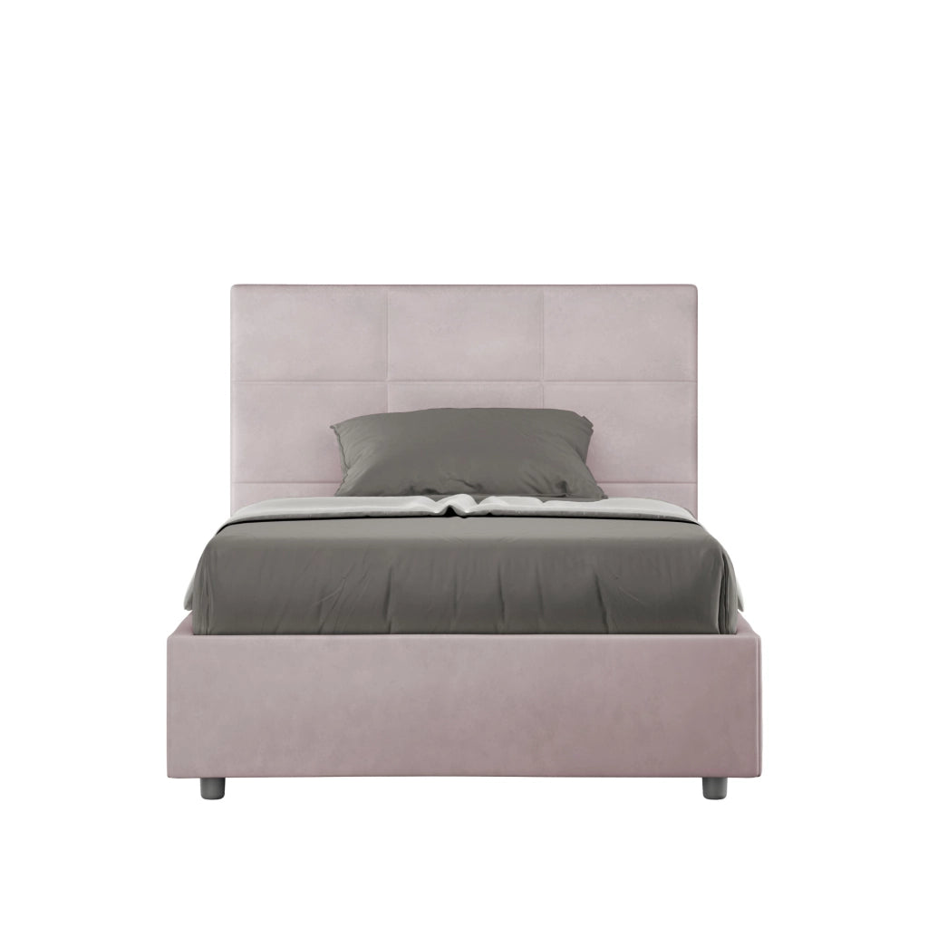 BS COM Letto una piazza e mezza contenitore imbottito 120x210 microfibra glicine
