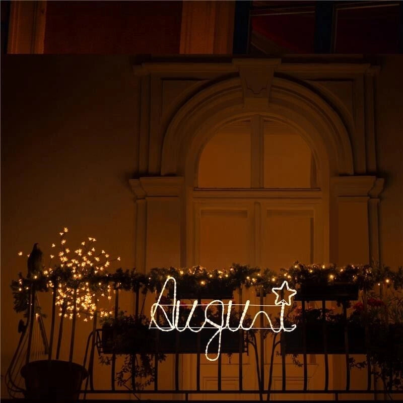 MA MAISON AUGURI SCRITTA NATALIZIA A TUBO BIANCO 110X40 CM CON LED CALDO DA ESTERNO