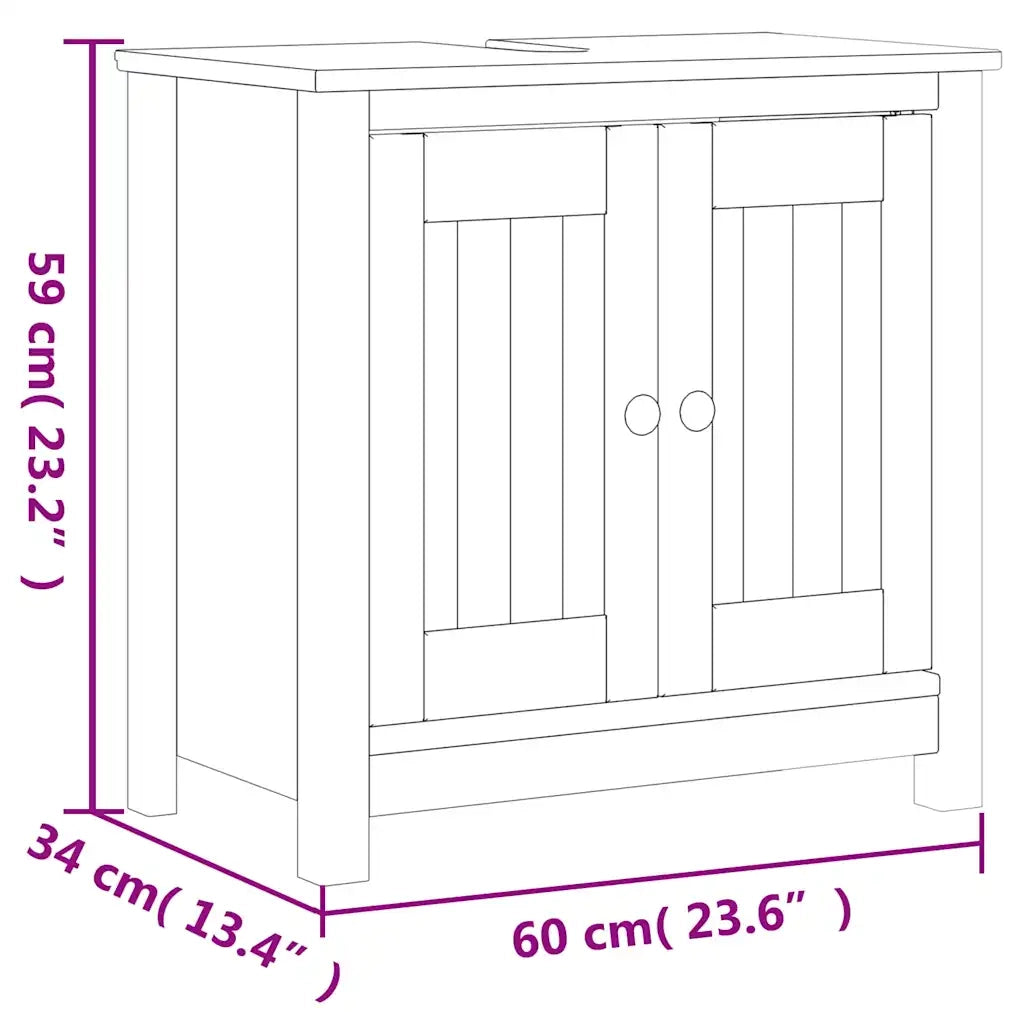 Set Mobili da Bagno | Armadio da bagno 3 pz BERG Nero in Legno Massello di Pino