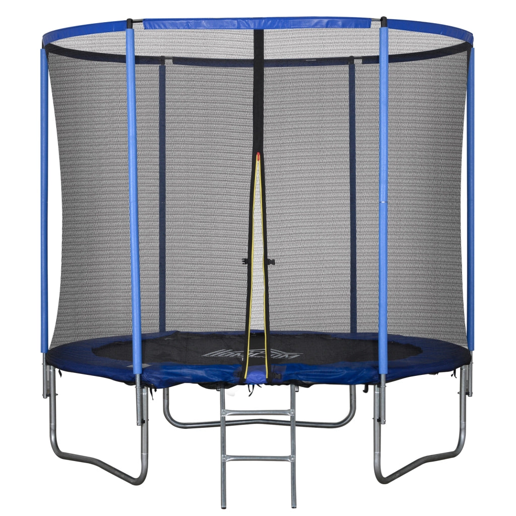 Trampolino Elastico da Esterno,Tappeto Elastico per Adulti da Giardino con Rete di Sicurezza e Bordo Imbottito,Giochi da Giardino e Casa,?244x240cm,Blu e Nero