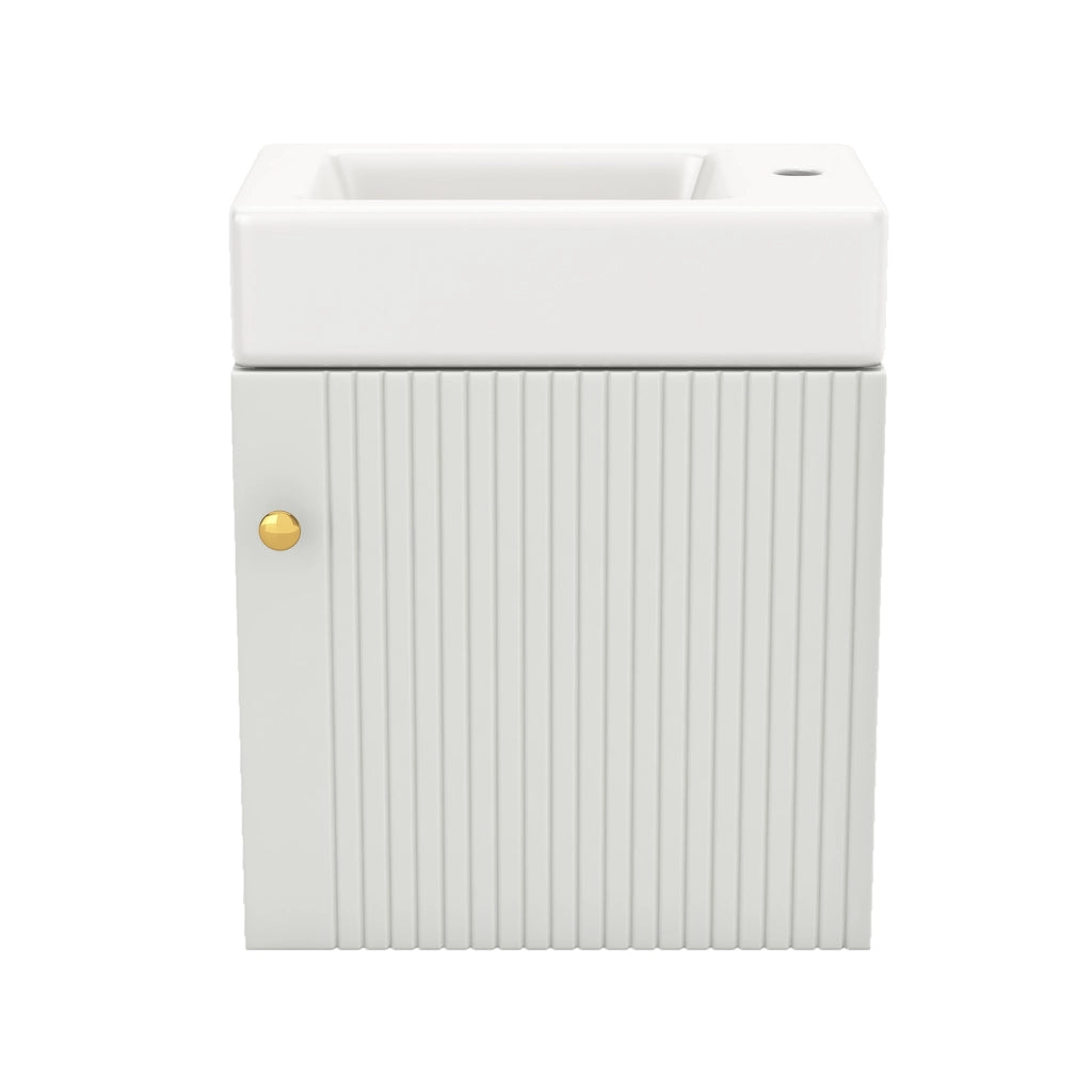 Mobiletto con lavabo da bagno in MDF bianco con anta soft-close e lavabo in ceramica 62 × 54 × 26 cm
