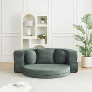 Divano-letto 4-in-1 in schiuma con rivestimento in velluto a coste, versatile per spazi compatti, trasforma in divano semicircolare o lettino rotondo