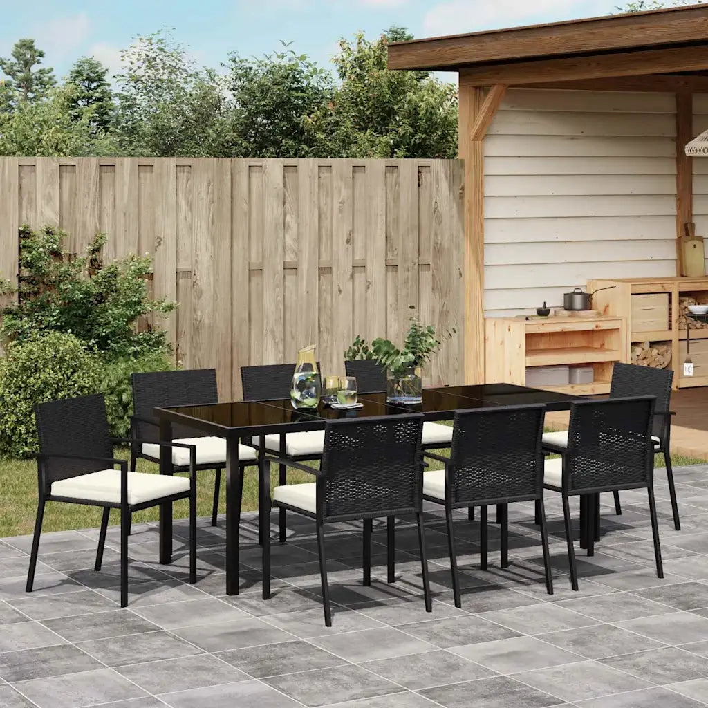Set da Pranzo per Giardino 9 pcs Nero 3379239