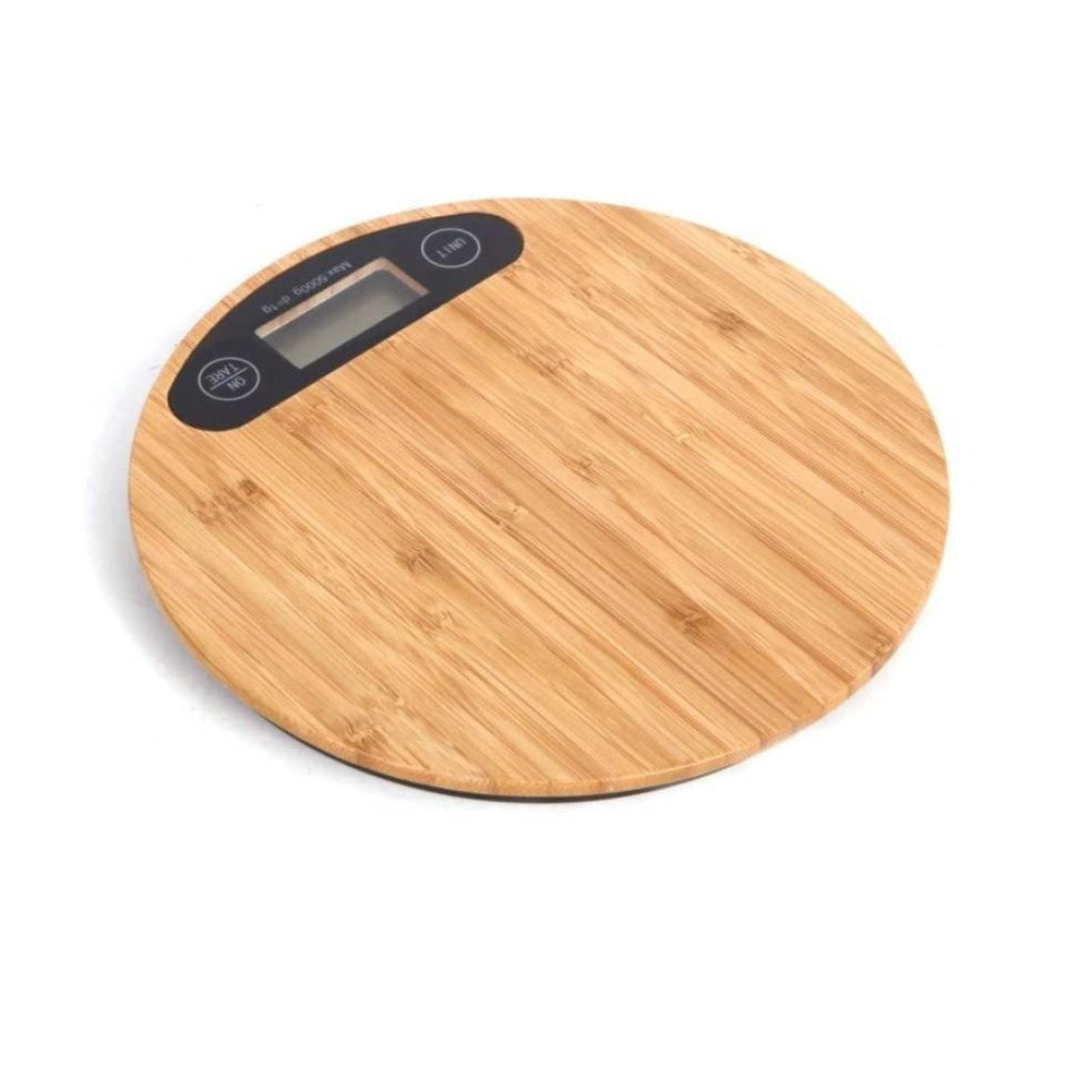 Trade Shop - Bilancia Da Cucina Digitale Di Precisione Con Piatto In Legno Per Alimenti Dosi -