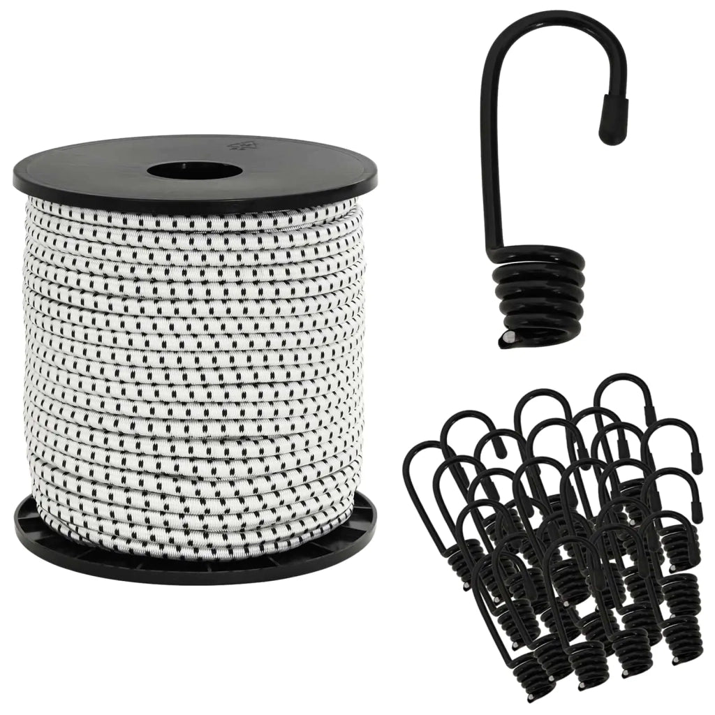 Corde Bungee con Ganci 6 mm Nero e Bianco PP e gomma 42047671