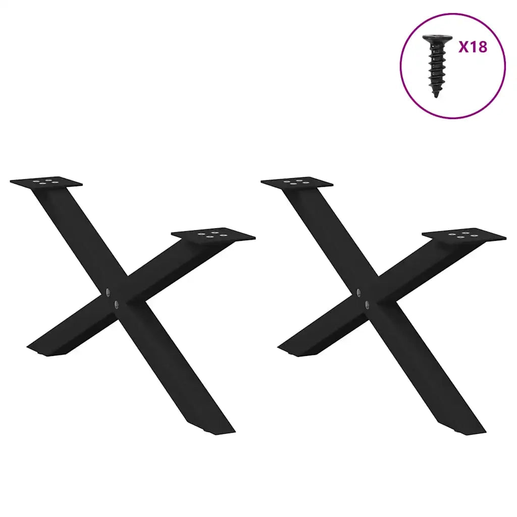 Gambe per Tavolino da Caffè a Forma di X 2 pz Nere 70x(30-31) cm Acciaio 4012884