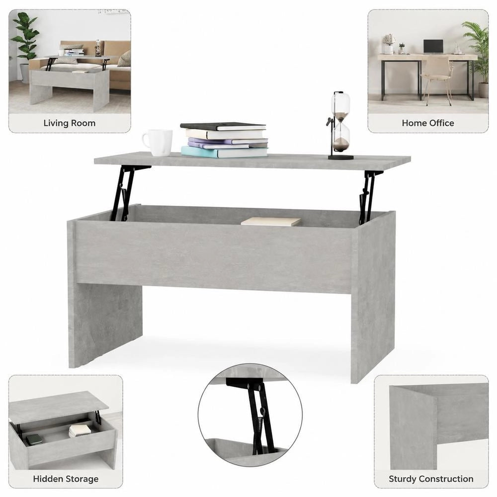 Coffee Table Concrete Grey 80x50.5x41.5 Cm Wood Material
