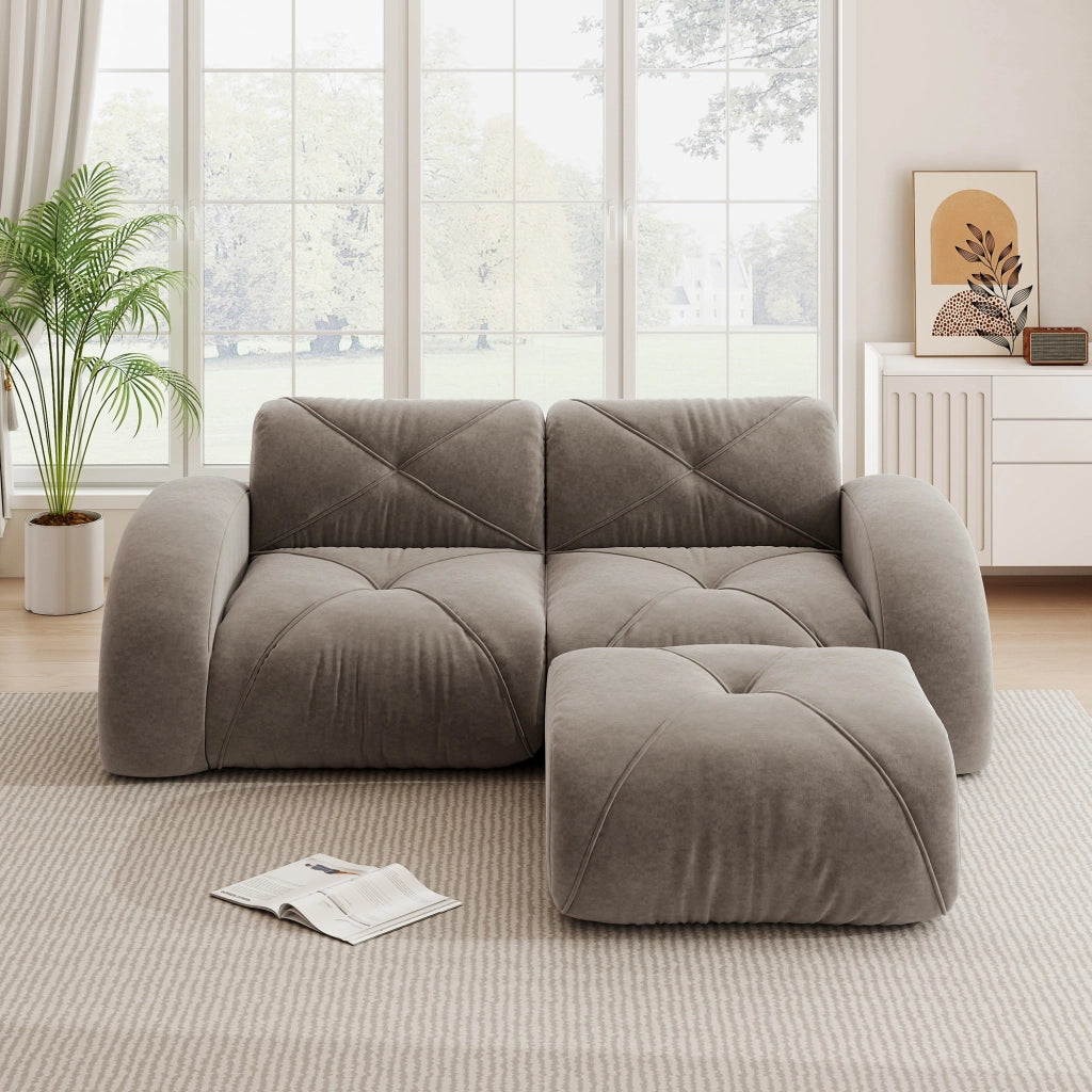 Divano modulare 2 posti - Zephmum- 32D schiuma ad alta densit¨¤, tessuto chenille, antiscivolo, marrone