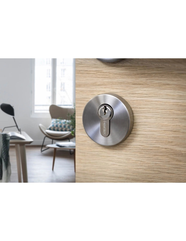 Cilindro SA con pomolo 35 x 30 mm, nichelato, 3 chiavi – THIRARD