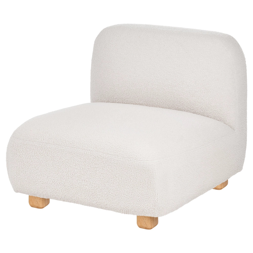 Modulo divano monoposto in tessuto bianco sporco gambe in legno stile moderno