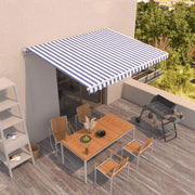 Tenda da Sole Retrattile Manuale 450x350 cm Blu Bianca 3068996