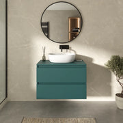 Mobile bagno sospeso 70cm due cassetti petrol con top | Hexa
