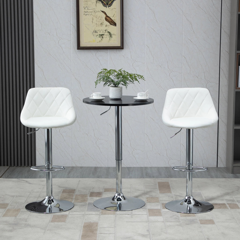 Tavolo alto regolabile con piano girevole in MDF nero e base in metallo diametro 61 cm altezza 70-90 cm