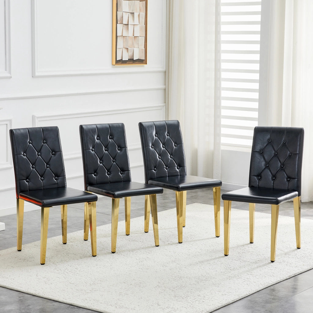 SEDIA da pranzo set da 4 pezzi nero e oro con schienale trapuntato