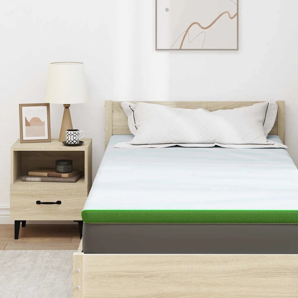 Topper per materasso Bianco e Verde 90 x 200 cm 4106168