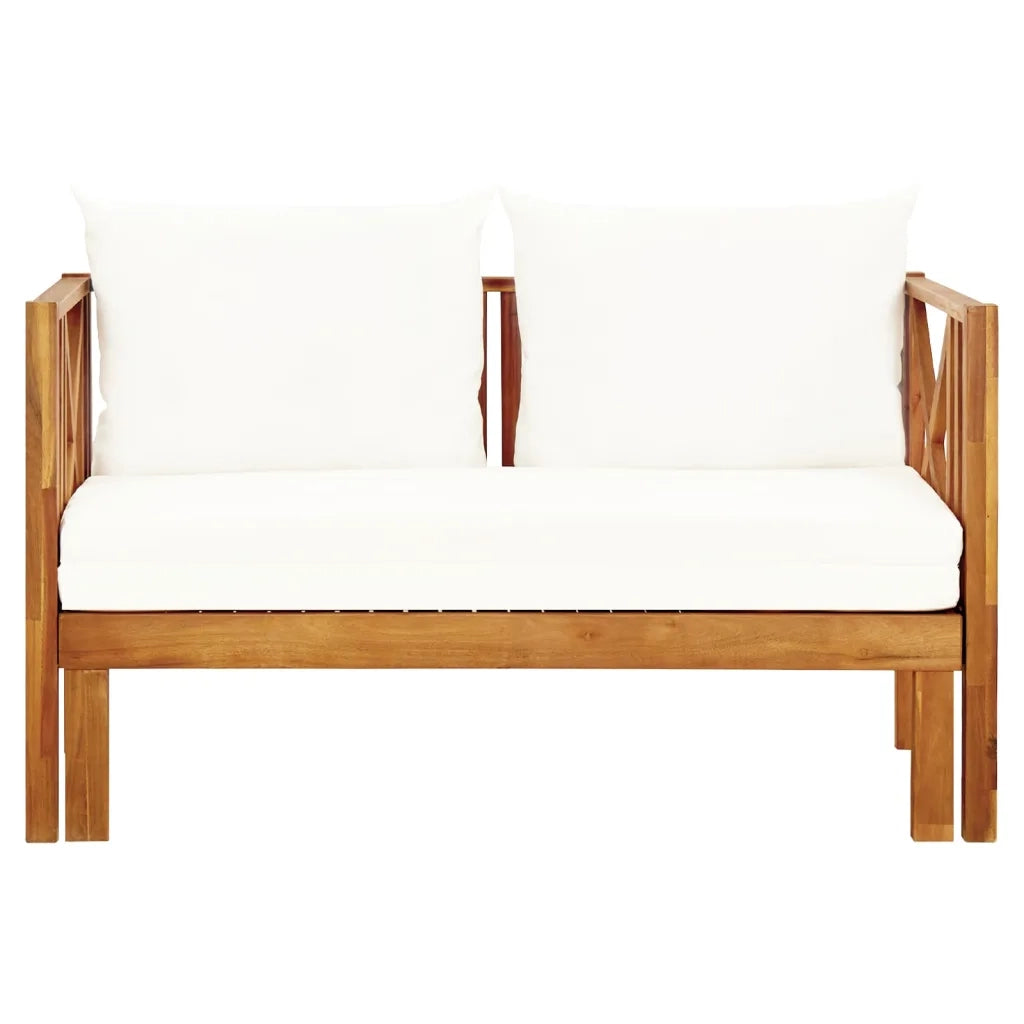 Panchina da Giardino | Panca da Giardino 2 Posti con Cuscini 120cm Massello di Acacia