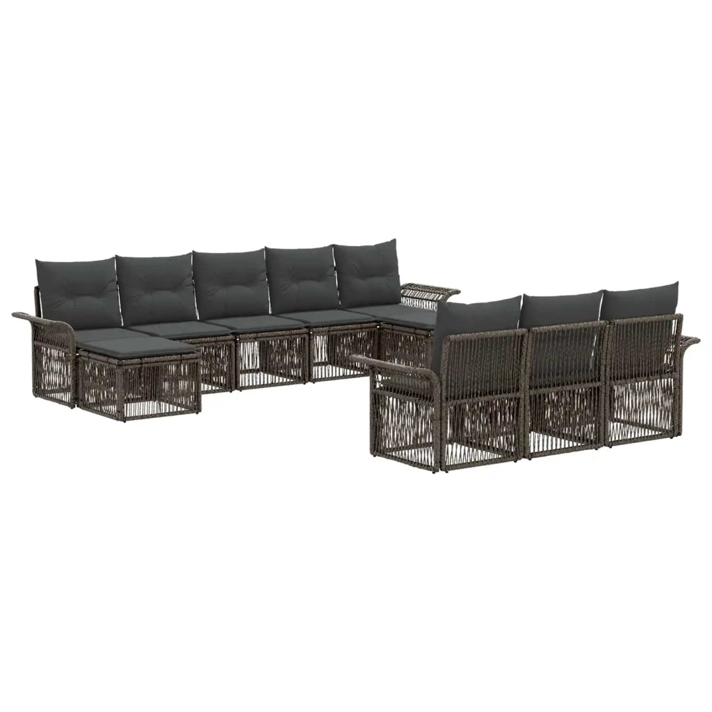 Set Divano da Giardino 10 pz Grigio polyrattan 3434963