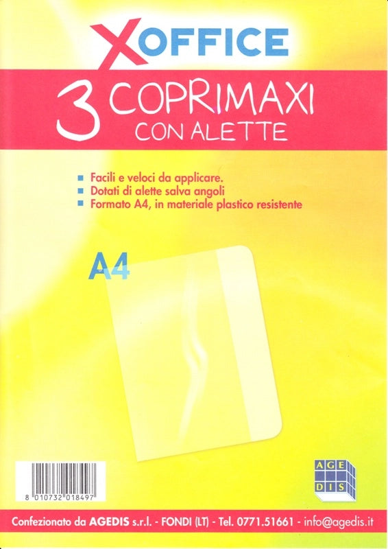 KIT SET 3 PZ COPRI QUADERNO MAXI CON ALETTE 3PZ TRASPARENTE