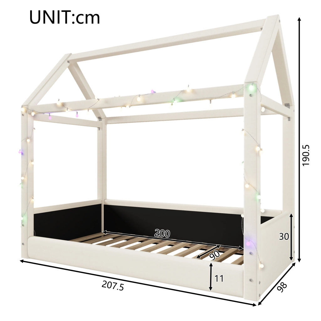 Daybed imbottito con LED, 90x200 cm, beige