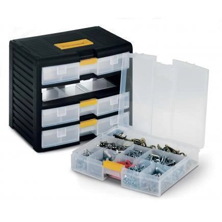 Terry Store-Age 43002 organizzatore per cassetto di scrivania Plastica Nero, Translucent, Giallo
